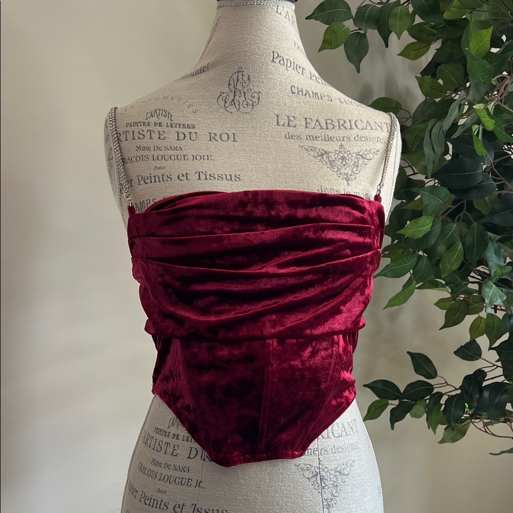 Luxurious Velvet Jeweled Strapped Corset Top